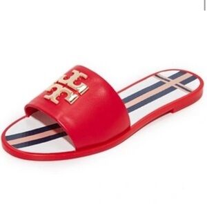 Tory Burch Everly Red Sandal Slides Nantucket Red SIZE 6